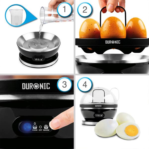 Duronic Electric Egg Boiler EB27 BK Steamer for Eggs 400W Automatic Egg Boiler Electronic Omelette Maker Poacher for 7 Soft, Medium & Hard Boiled Eggs