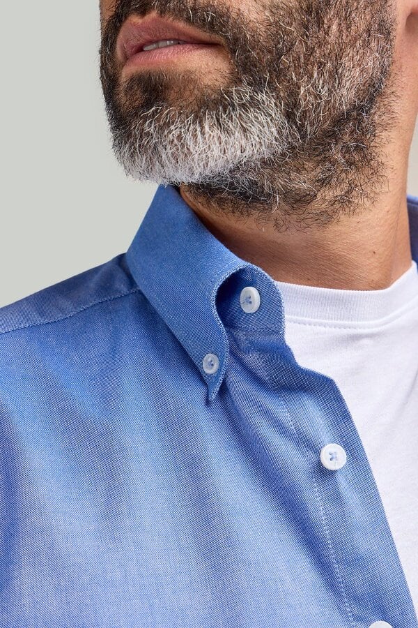 Mid Blue Button-Down Collar Washed Oxford Shirt
