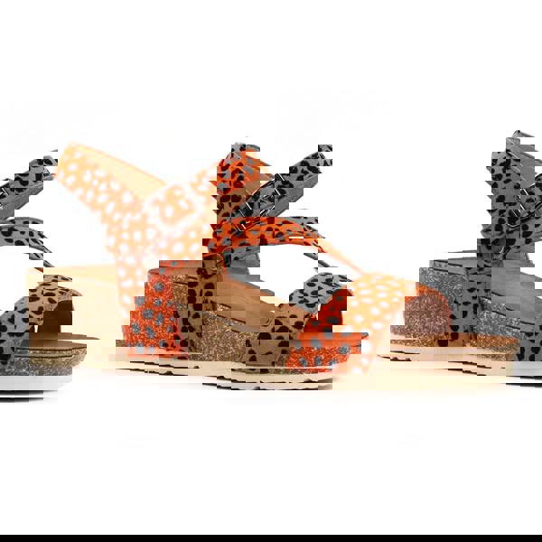 Lunar Womens Muster Leopard Print Wedge Heel Sandals - Orange