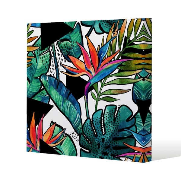 Benjamin Tate Design flowers with contour Slim Style Canvas Print  40x40cm , 15mm Slim Real wood.