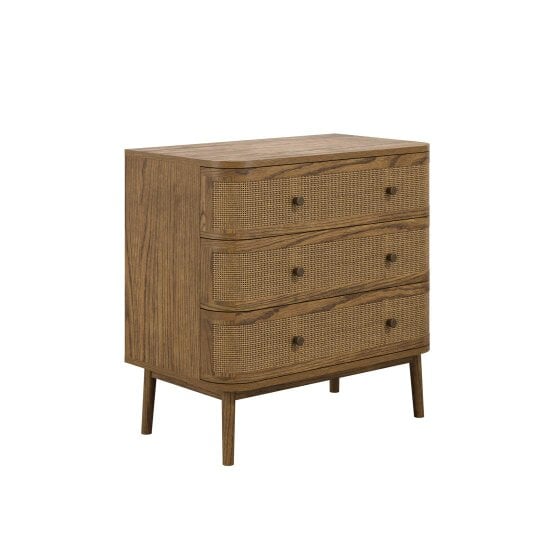 Wyld Haus Pasadena Natural Wood and Rattan Storage Chest 3 Drawers