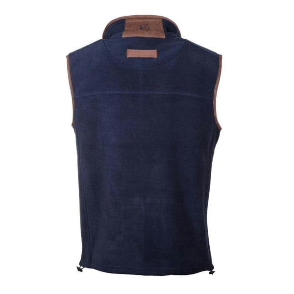 Rear view of the Rydale Men's Huggate Fleece Waistcoat in Ink