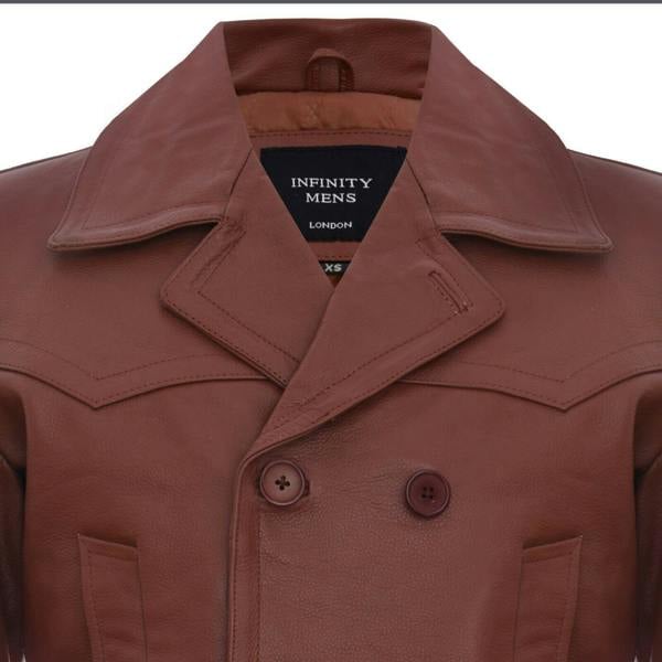Infinity Leather Mens Cowhide Leather Peacoat-Krakaw
