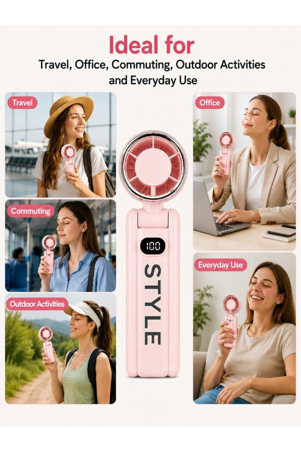 Dyzi Portable Handheld Fan 100 Speed Rechargeable Mini Fan LED Display