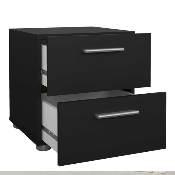 Wyld Haus Wilde Black Bedroom Furniture Set - Bedside 2 Drawers + Chest of 4 Drawers + Wardrobe 2 Doors