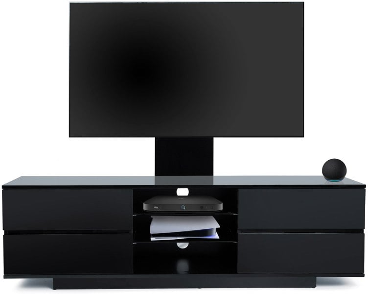 Centurion Supports AVITUS Gloss Black with 4-Black Drawers for up to 65" LED/LCD/Plasma TV Stand with Mounting Arm