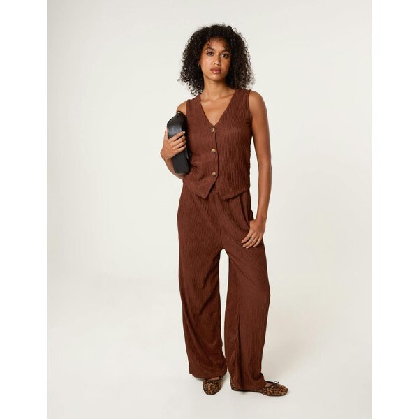 Blue Vanilla Crinkle Button Front Waistcoat