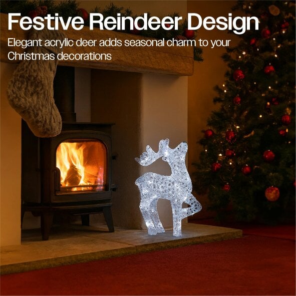 Scotts of Stow Xmas Haus 54CM Acrylic LED Deer Christmas Holiday Festive Decoration