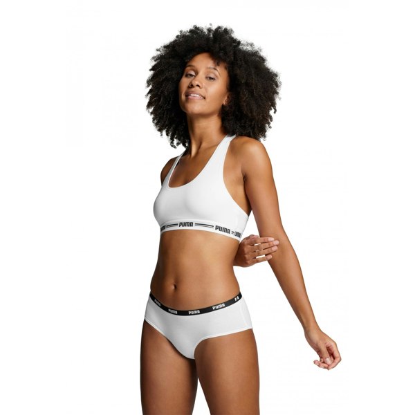 Puma 2-Pack Classic Logo Low-Rise Hipster Briefs, White