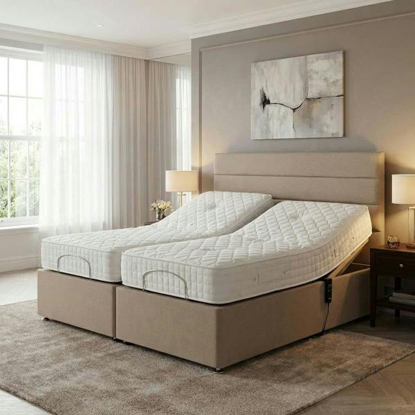 Paradise Beds Double 4ft6  Diagnol Line Electric Adjustable bed With Memory Mattress