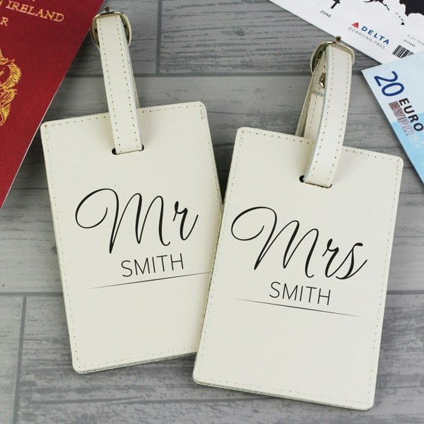 Personalised Memento Company Personalised Couples Classic Cream Luggage Tags