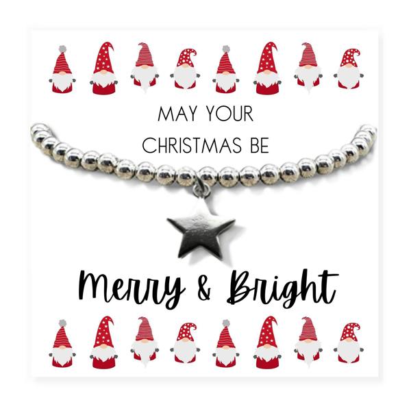 Aye Do Gifts Merry & Bright Christmas Gift Box, Silver Star Bracelet & Chocolates