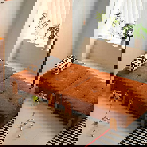 Salinas Lazy Sofa Bed, Single Sofa Bed, Corduroy in a lifestyle setting with sofa beds with mattress