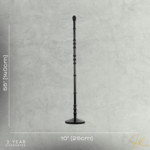Classic Black Wood Floor Lamp Base with Sleek Reeded Stem Pole Design Image 7