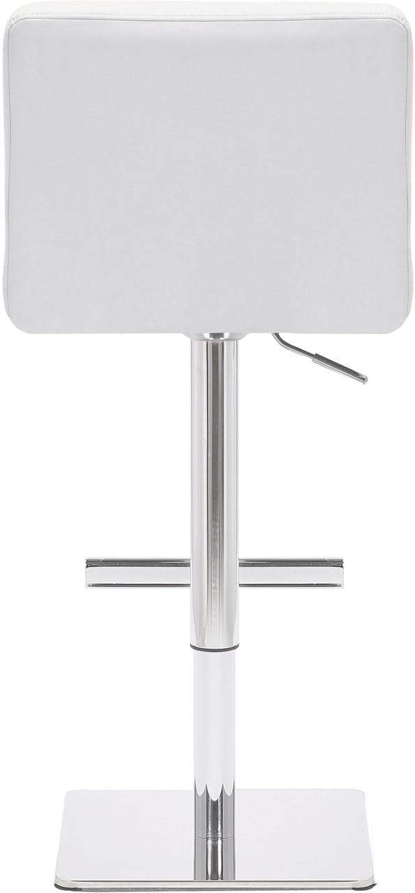 Lamboro Luscious Deluxe Real Leather Breakfast Bar Stool, Chrome Footrest, Adjustable Swivel Gas Lift, Home Bar & Kitchen Barstool, White
