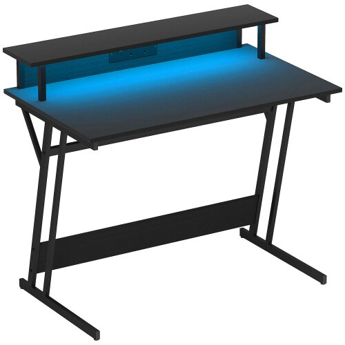 Wyld Haus Tovapa 100cm Minimalist Black 2 Level LED Gaming Desk