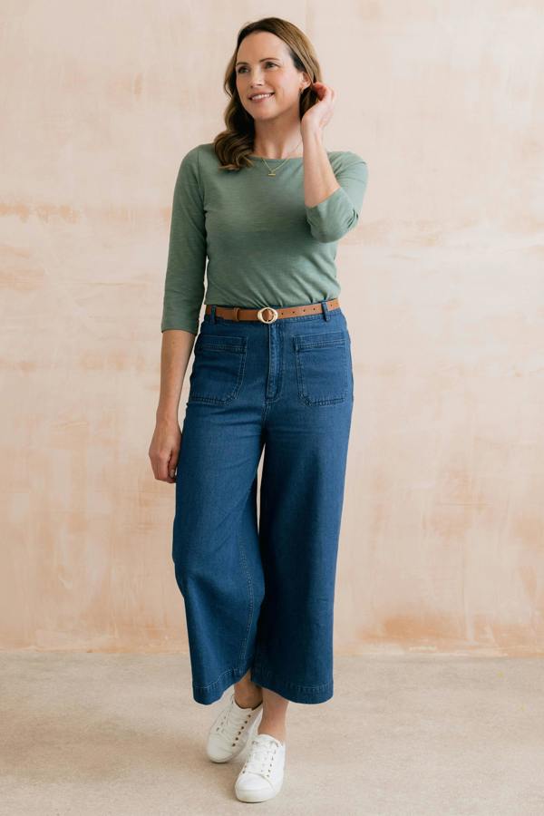 Lily & Me Monica Organic Cotton Jersey Top Laurel Green