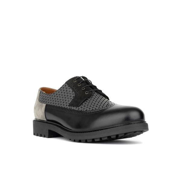Embassy London Cyclone - Black Diamonds - Men's chunky sole leather shoe