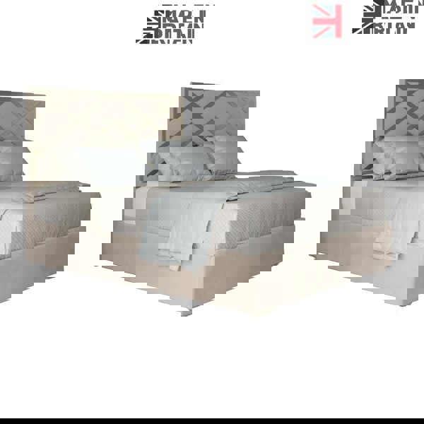 Casa Magna Mayfair Upholstered Soft Velvet Metal Bed Frame - Cream