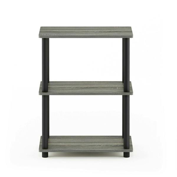 WALPLUS Contemporary Turn-N-Tube No Tool 3-Tier Storage Shelf, French Oak Grey/Black for Living Room