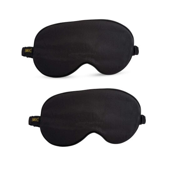 Satin Sleep Mask Twin Pack Sets - Various Designs - Black