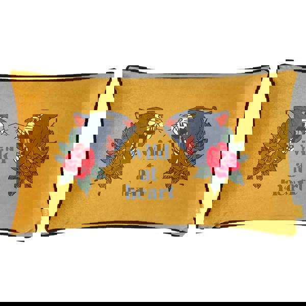 Furn Inked Wild Piped Velvet Cushion Cover - Gold/Black