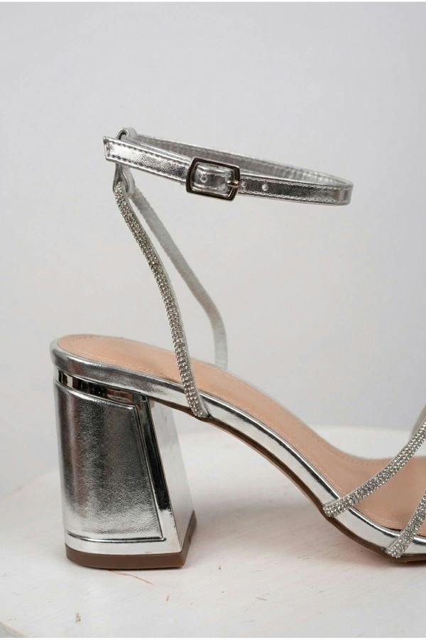 Cordelia Rhinestone Strap Block Heel Sandals | colour:SILVER