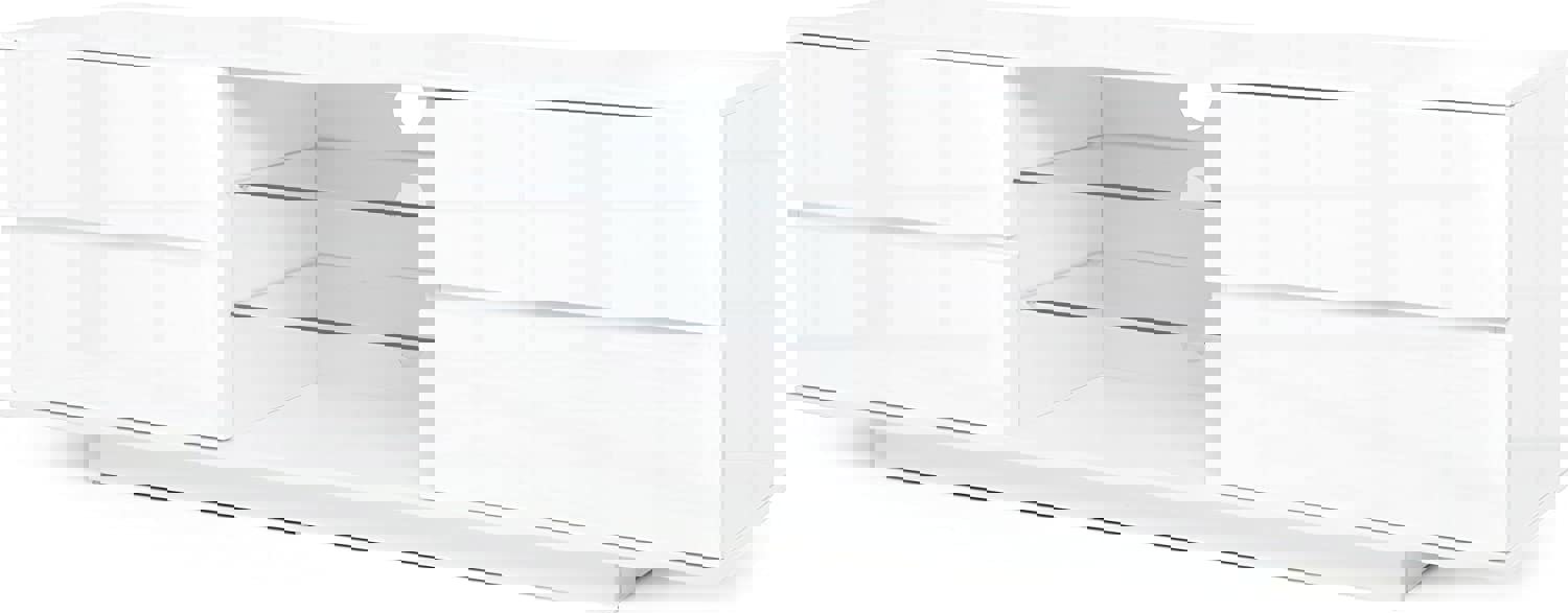 Homeology Avitus Premium High Gloss White with 4-White Drawers and 3-Shelf 32"-65" LED/OLED/LCD TV Cabinet