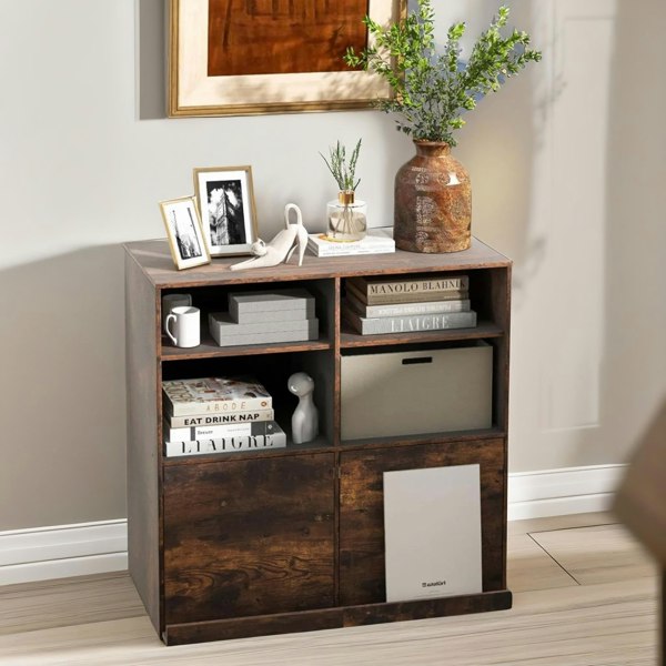 Rafaelo Mobilia 6 Cube Adjustable Storage Unit Bookcase Rustic Brown