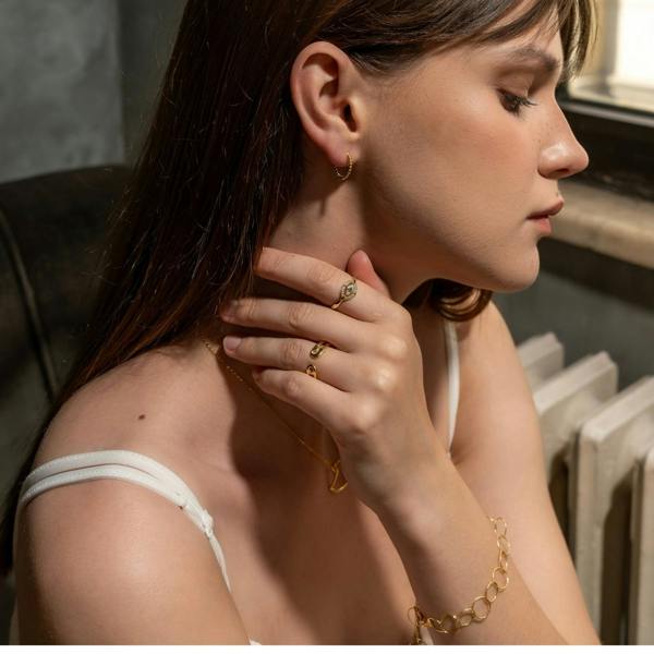 Spero London Fine 14ct Solid Gold Beaded Hoop Earrings