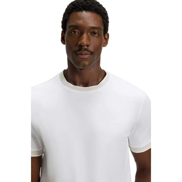 Boss Mens Contrast Detail T-Shirt - White - 