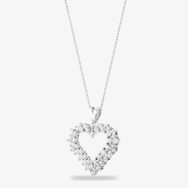 T. H. Baker 9ct White Gold 1.00ct Diamond Open Heart Pendant TH0121787