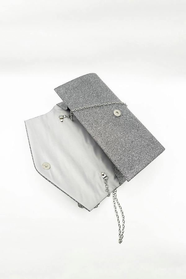 SVNX Diamante Envelope Clutch Bag in Grey