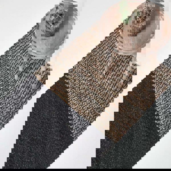 HOMESCAPES Recycled Leather Handwoven Herringbone Rug