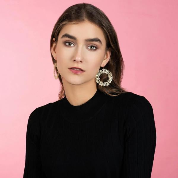 Large Gold Flower Earrings with a Brushed Finish - namana.london