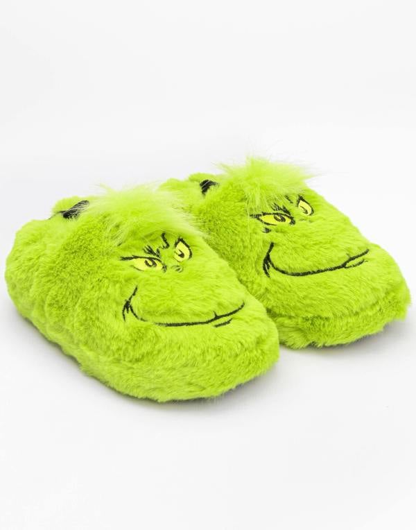 The Grinch Boys Green Character Slip On Loafer Slippers