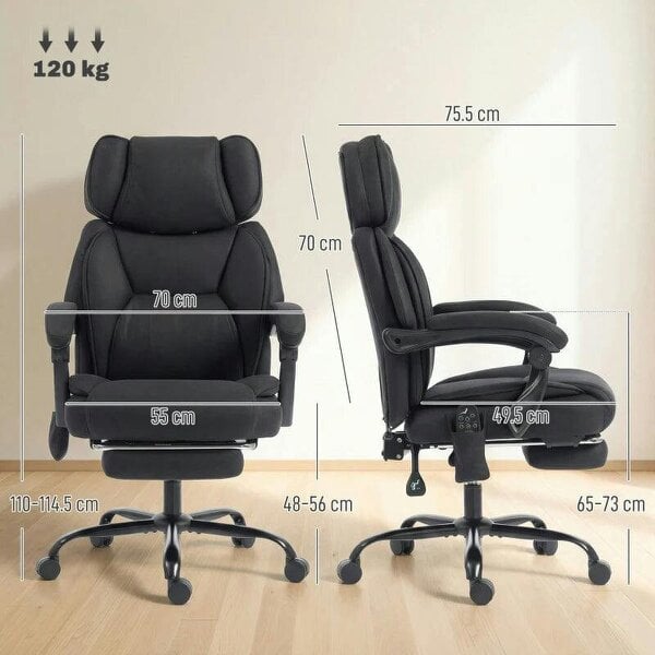 High Back Vibration Massage Office Chair Heated Reclining Computer Chair w/ Adjustable Height, Swivel Wheels, Black