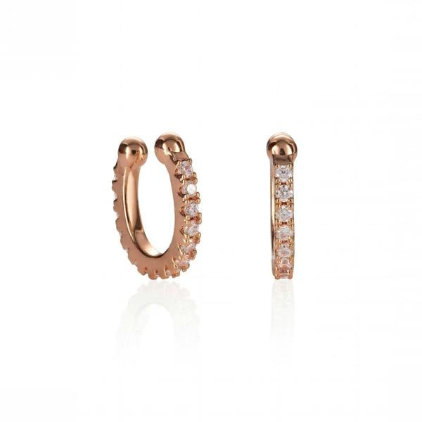 Pair of Rose Gold Ear Cuffs with Cubic Zirconia Stones - namana.london