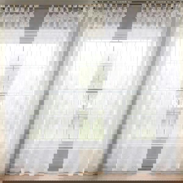 Luxury Living Linen Look Voile Tab Top Curtain Pair