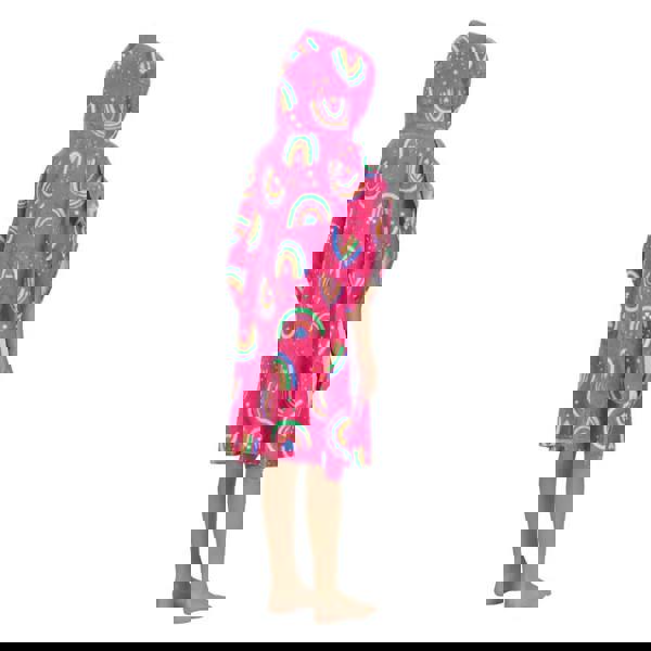 Zoggs Rainbow Magenta Kids Poncho Hooded Towel Robe - Pink