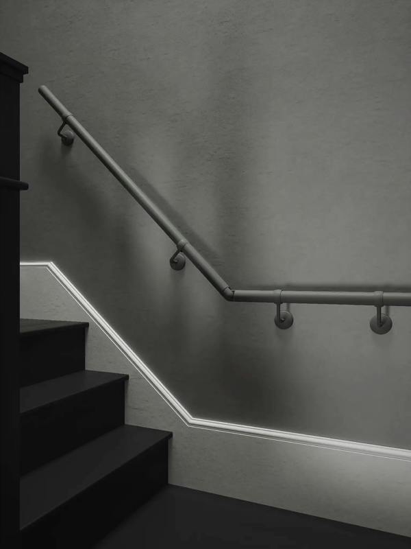 Handrails Direct Luddington Textured Grey Quarter Landing Handrail