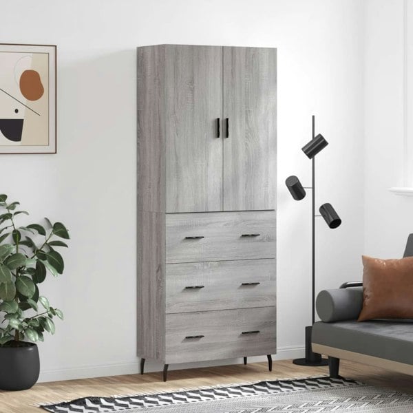 Berkfield Highboard Grey Sonoma 69.5x34x180 cm Engineered Wood