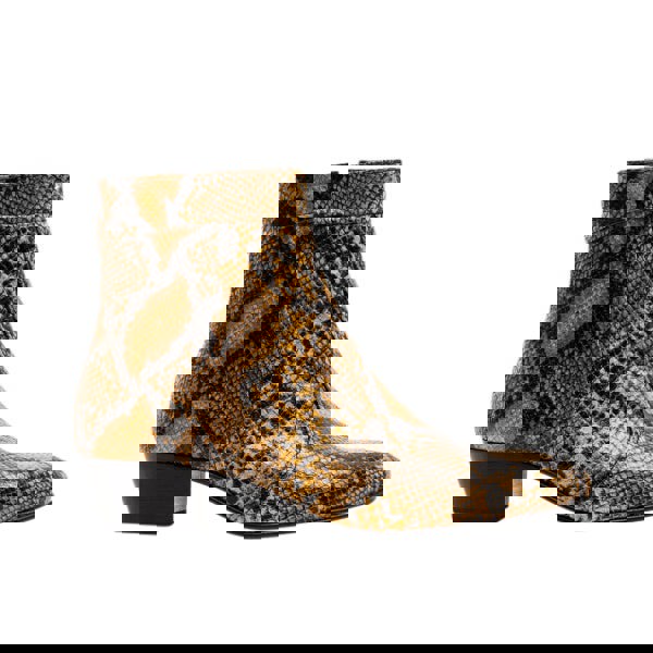 Club Cubano EMMANUEL Mens Snakeprint Leather Cuban Heel Boots Amarillo