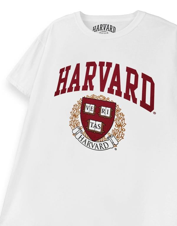Harvard Unisex White Crest Logo Short Sleeved T-Shirt