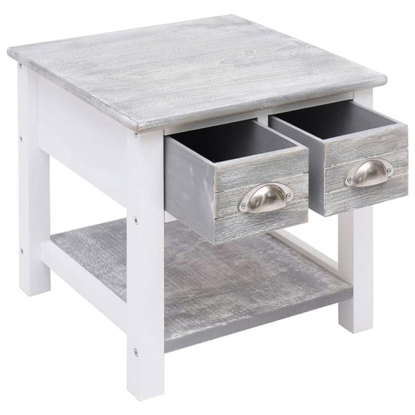 Berkfield Side Table Grey 40x40x40 cm Paulownia Wood