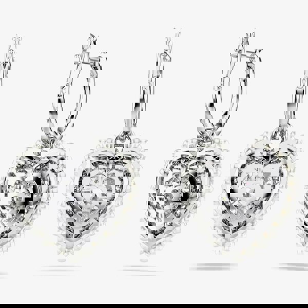 Swarovski Hyperbola Rhodium Plated White Heart Dropper Earrings 5684384