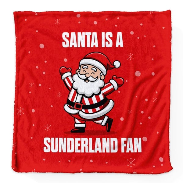 BritishmadeGifts Santa is a Sunderland Football Fan - Luxury Fleece Blanket 150cm X 150cm