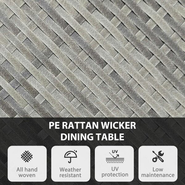 70 cm Wood-Effect Rattan Garden Table - Natural Wood Finish