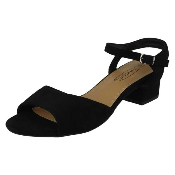 Spot On Ladies Spot On 5cm Block Heel Open Toe Heels F12060