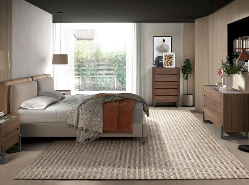 Angel Cerdá Chest of drawers walnut and metallic dark steel with porcelain marble top 7151